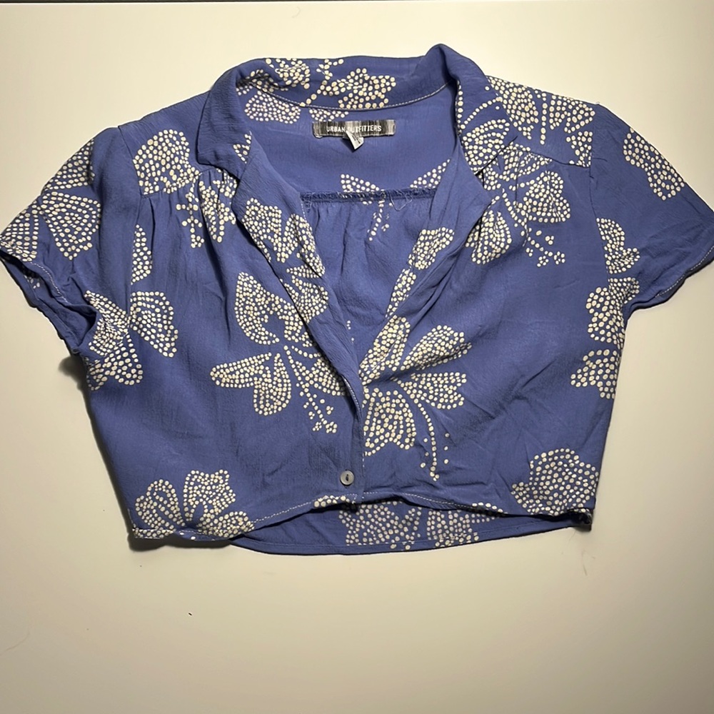 Urban Outfitters Purple Hibiscus Ari Crop Top